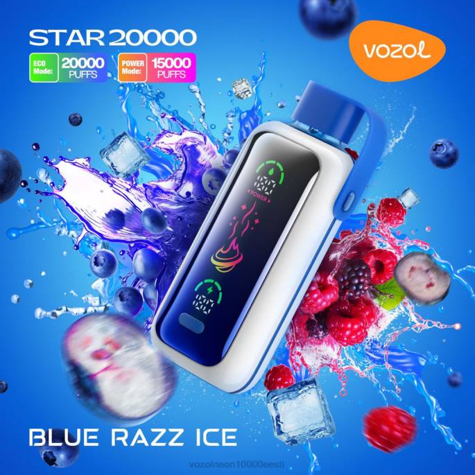 VOZOL STAR 20 000 P4T84 sinine razz jää Vozol Vape Price