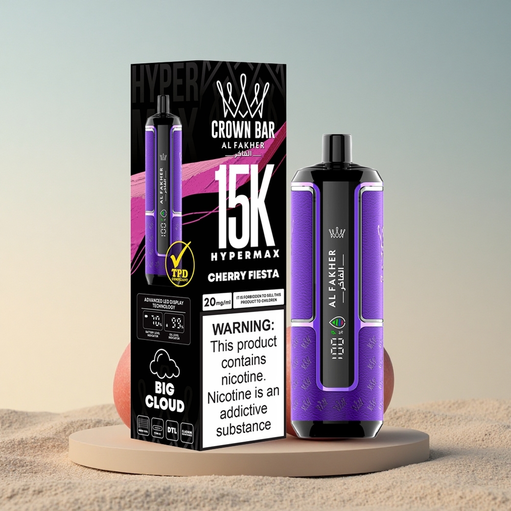 Al Fakher Crown Bar 15K Hypermax Kirssi Pidu 600mAh 22ml Nikotiin