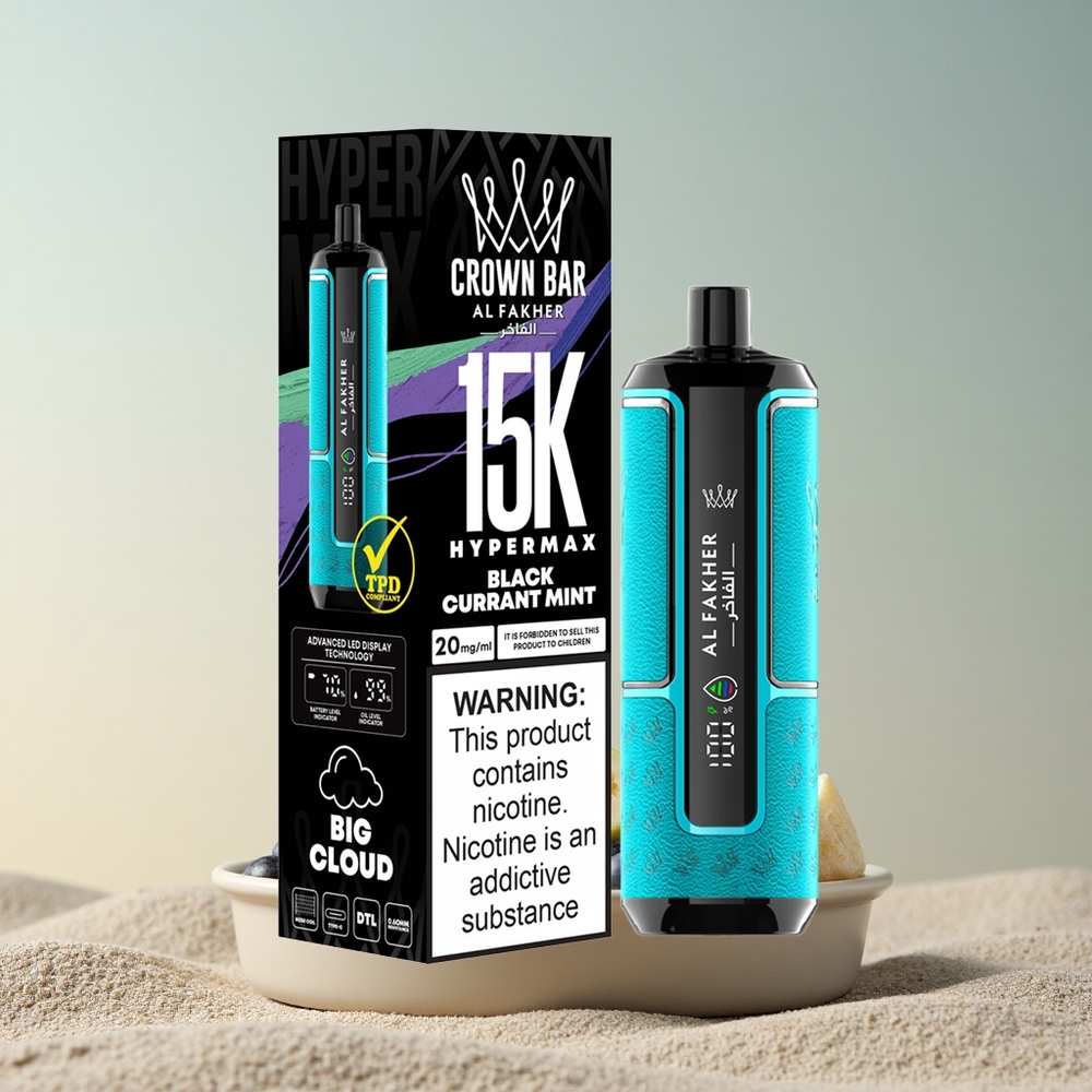Al Fakher Crown Bar 15K Hypermax Mustika-Mündi 22ml 600mAh 6mg nikotiini