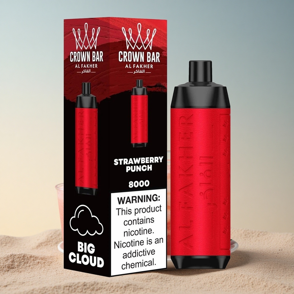 Al Fakher Crown Bar 8000 Crystal Maasikapung 600mAh 18ml nikotiin