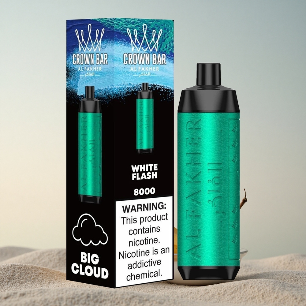 Al Fakher Crown Bar 8000 Crystal Valge Sähvatus 600mAh 18ml Nikotiin