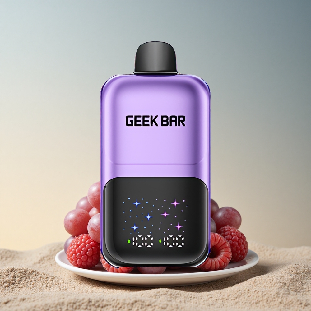 GEEK BAR 2GO 20ml 50000 Puffs Viinamarja & Vaarika kahepaakne laaditav 20ml 5% nikotiini suures ekraaniga