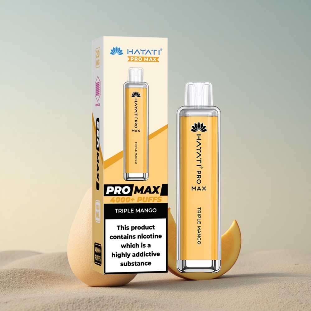 Hayati Pro Max 4000 Puffs Kolme Mango 1400mAh Laetav Disposabel Vape