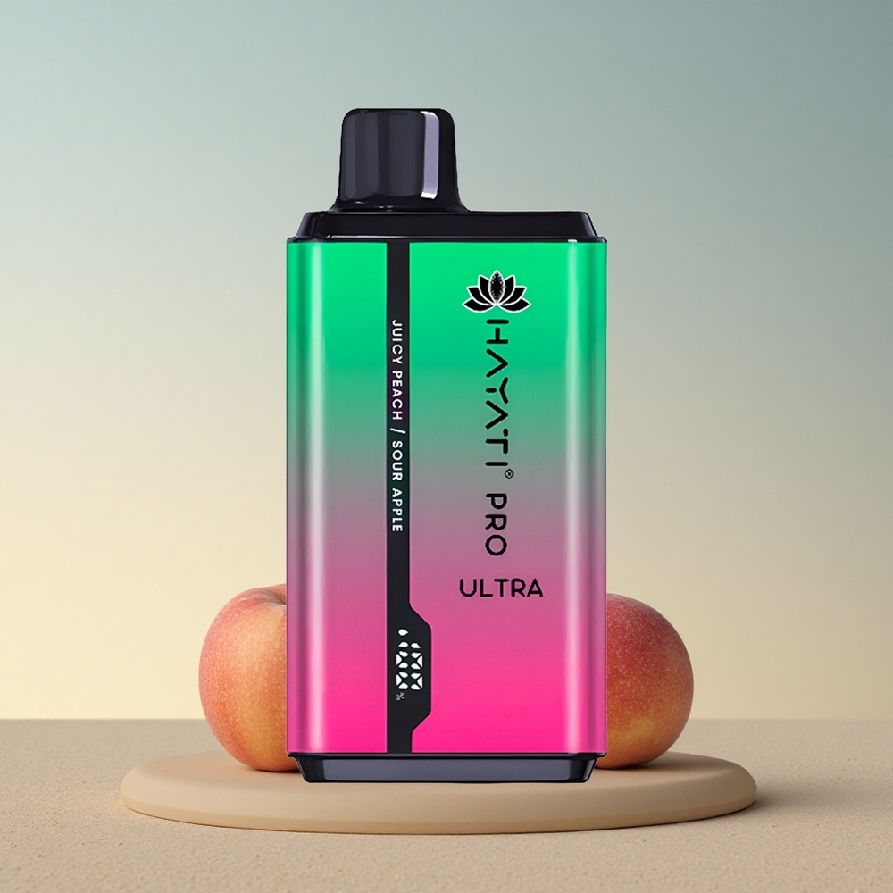 Hayati Pro Ultra 15000 Puffs Hapu Õuna Mahlaslik Virsik 850mAh 24ml 2% nikotiini