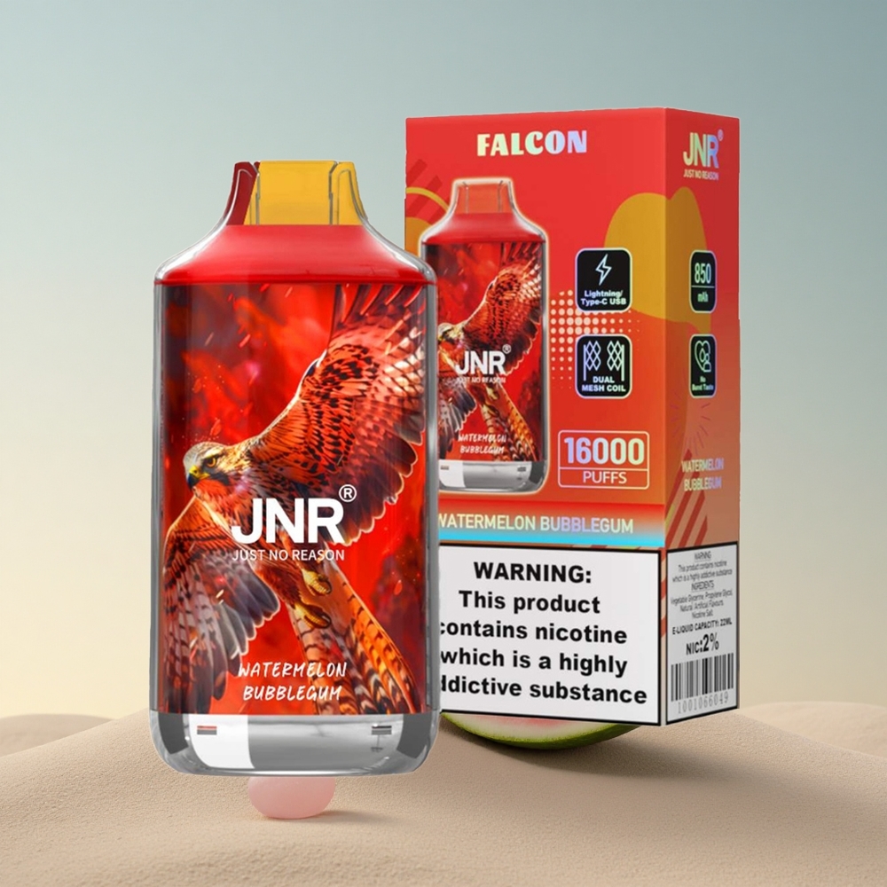 JNR Falcon 16000 Arbuusi mullgummi 850 mAh 22ml Kahekordne võrk Nikotiin 0% 2%