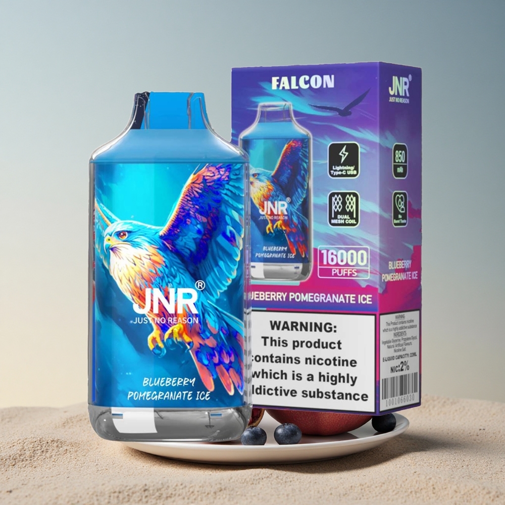 JNR Falcon 16000 Mustika-GranaadiJää 850 mAh 22ml KaheVõrgu Nikotiinivaba