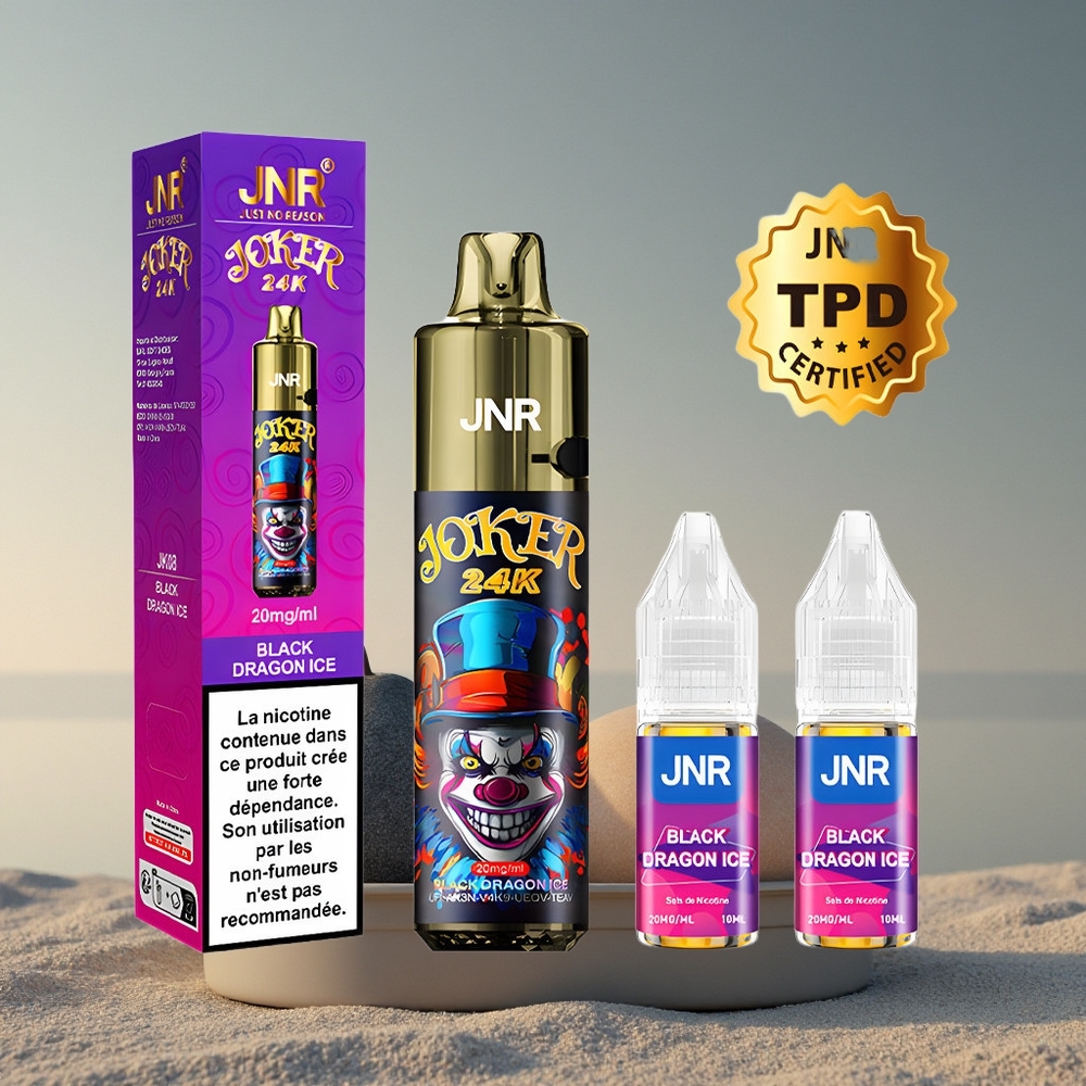 JNR Joker 24K Must Draakon Jää 2% nikotiini, 800mAh, nähtav vedelikutase