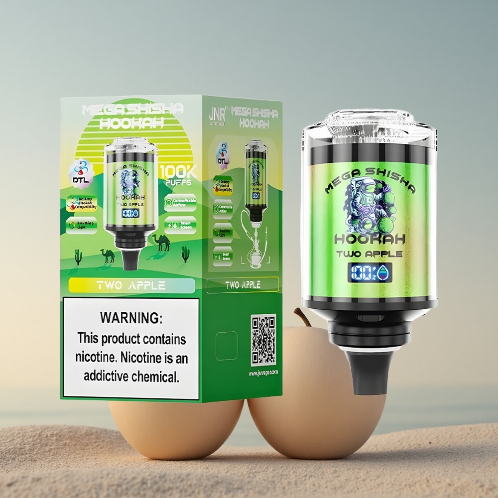 JNR Mega Shisha Hookah 100K Kaks Õuna 2200mAh 60ml Nikotiin