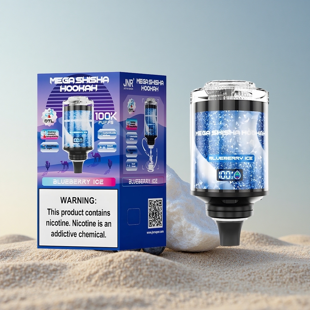 JNR Mega Shisha Hookah 100K Mustikas Jää 2200mAh 2% nikotiini