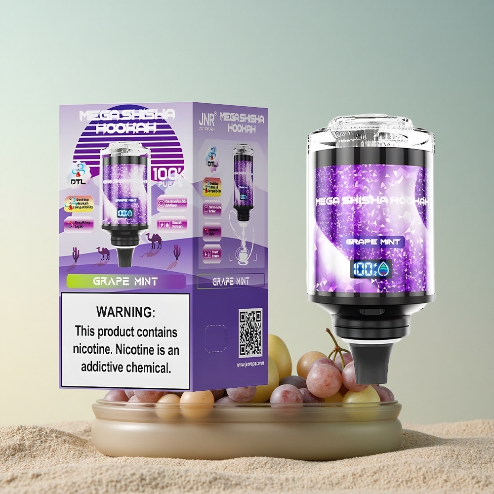 JNR Mega Shisha Hookah 100K Viinamädi Mündi 2200mAh 60ml Nikotiin