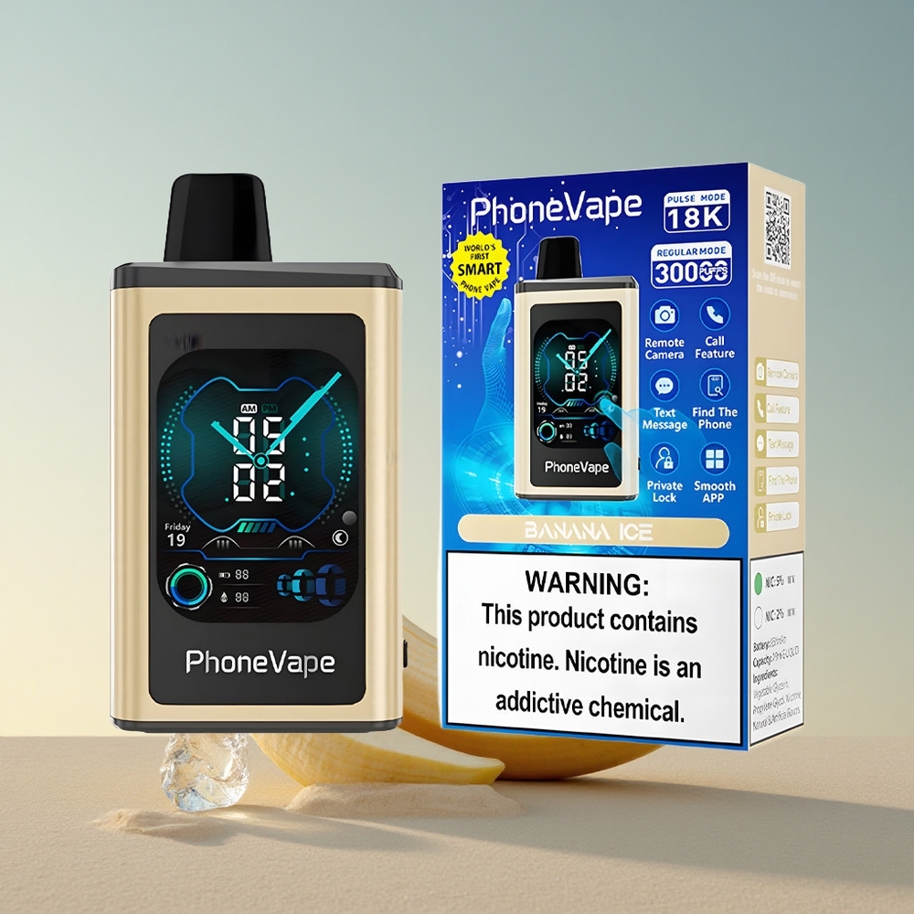 JNR PhoneVape 30000 Banaani Jää 850mAh Nikotiin 2% 5%
