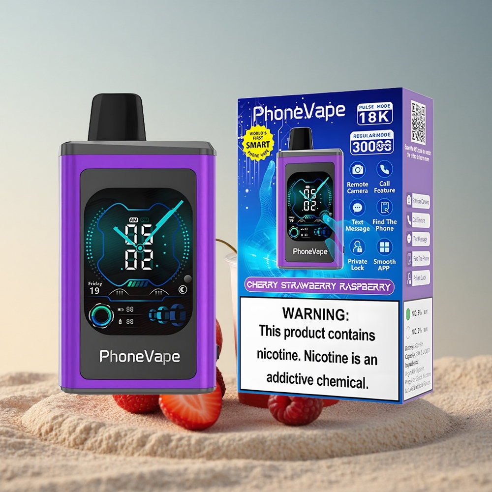 JNR PhoneVape 30000 Kirsma-Marja-Vaarikas 850mAh Nikotiinitugevus 2% ja 5%