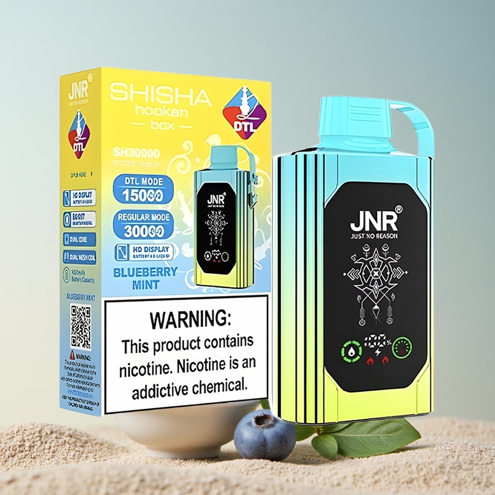 JNR Shisha Hookah Box 20500 Mustikas-Mündi 1000mAh 25ml Topeltvõrk-keresuutega 0%,2%,5% nikotiiniga
