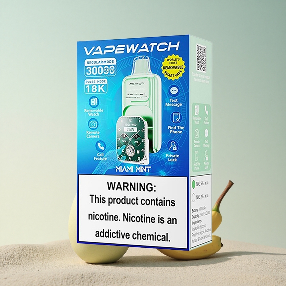 JNR VapeWatch 30000 Miami Mint 1000mAh 19mL Nikotiin 5% Topeltvõrgukeermega